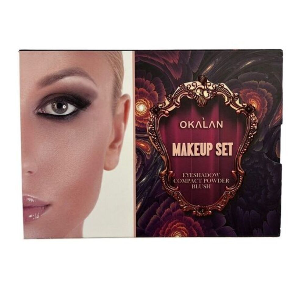 OKALAN MAKEUP SET Eyeshadow Compact Powder Blush with Mirror Unused - Picture 7 of 9